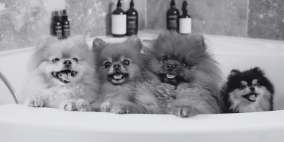 guide toilettage chien petits spitz pomeranian dans une baignoire rom show pomeranian